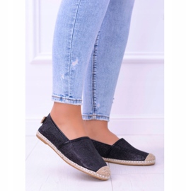 Ženske espadrile Lu Boo Black Glitter Slip On Miravet crna 2