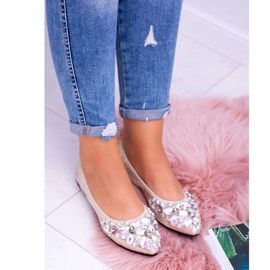 Lu Boo Zlatne balerine na čak i elastičnim kamenjem zlatna 2