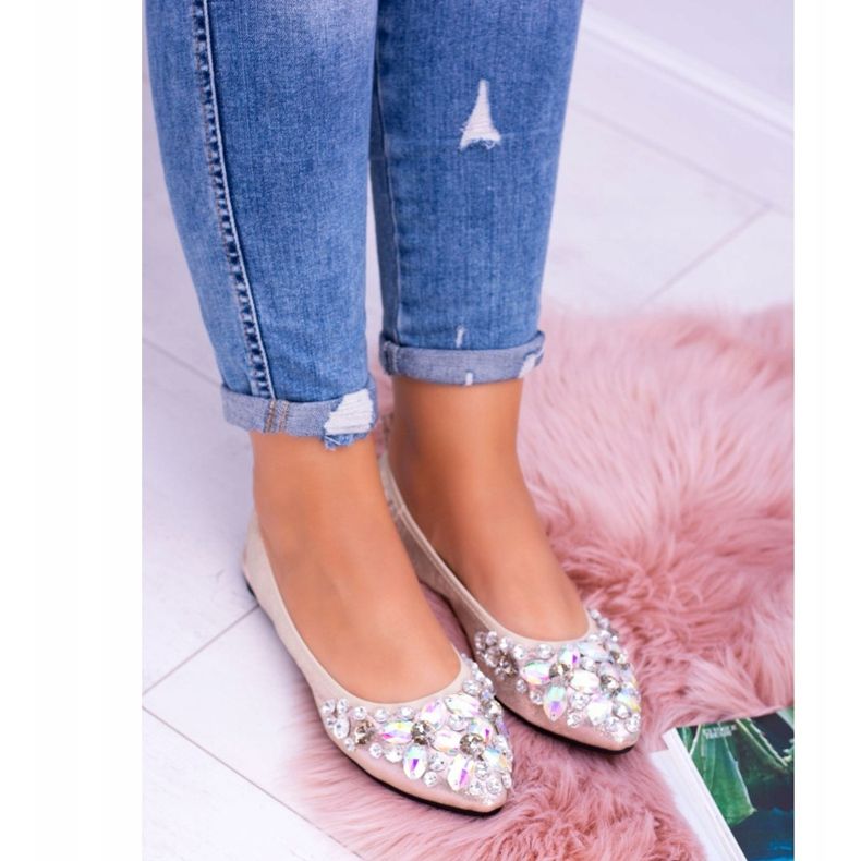 Lu Boo Zlatne balerine na čak i elastičnim kamenjem zlatni 2