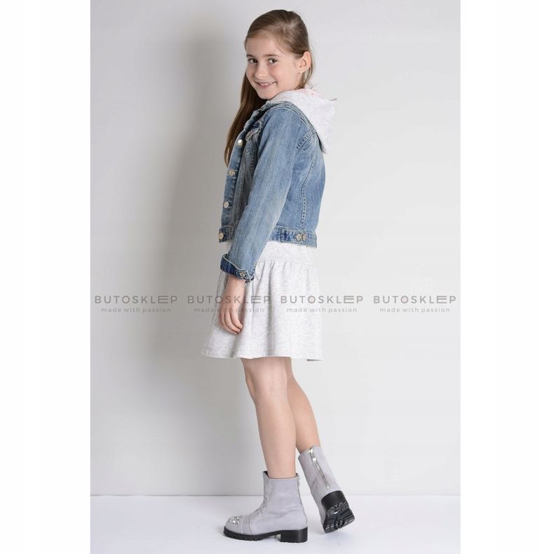 Lu Boo sive dječje gležnjače s kubnim cirkonijom LittleCarrie siva 1