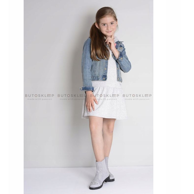 Lu Boo sive dječje gležnjače s kubnim cirkonijom LittleCarrie siva 2