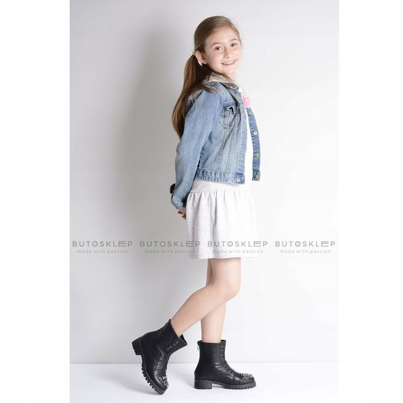 Lu Boo Crne dječje gležnjače s kubnim cirkonijom Pu LittleCarrie crno 2