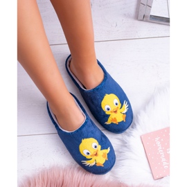 Dreex Ženske tople domaće papuče Papuče s pticom tamnoplava 1