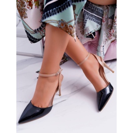 Ženske sandale na štiklu crna bež ergola smeđa 1