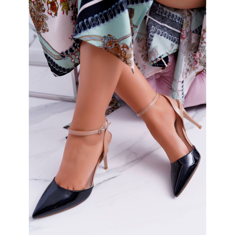 Ženske sandale na štiklu crna bež ergola smeđa crno 1