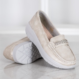 SHELOVET Udobne mokasine na platformi žuta boja 1