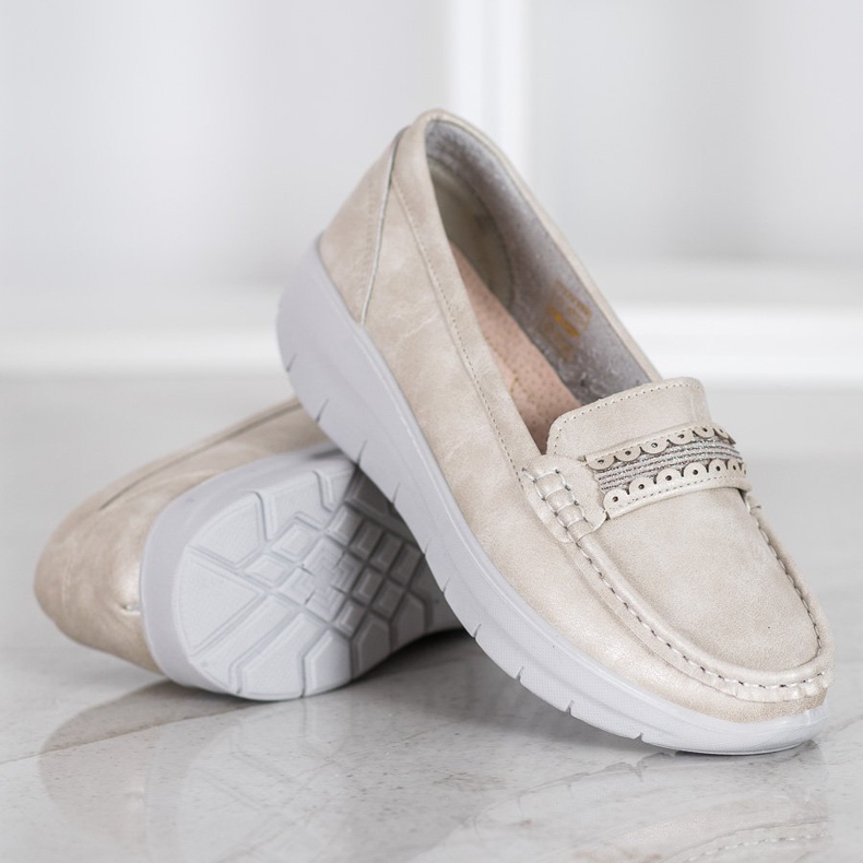 SHELOVET Udobne mokasine na platformi žuta boja 1