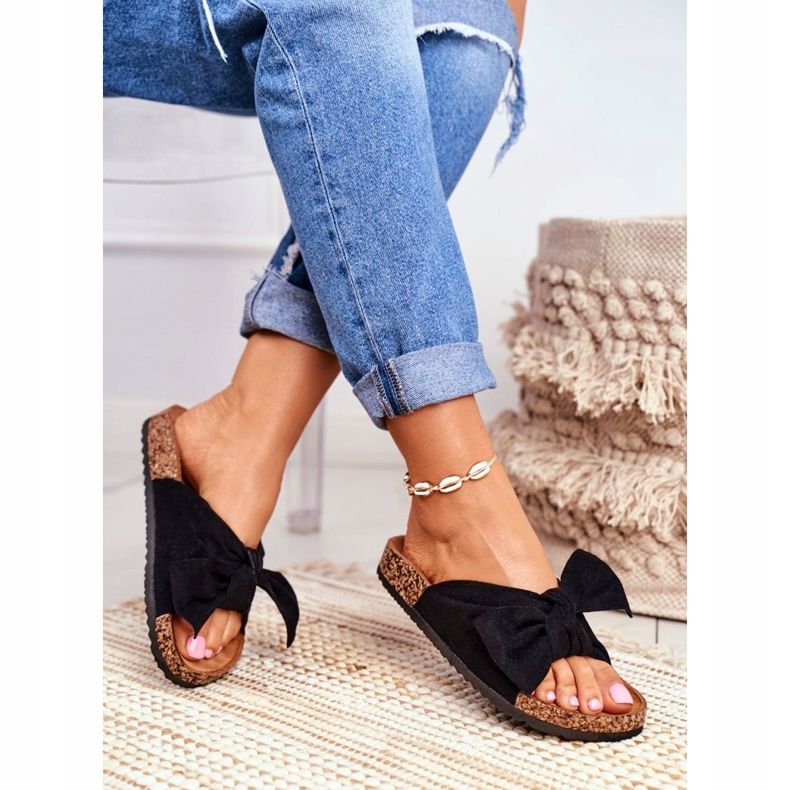 PS1 Ženske papuče na plutenim mašnicama Wendy Black crno 2