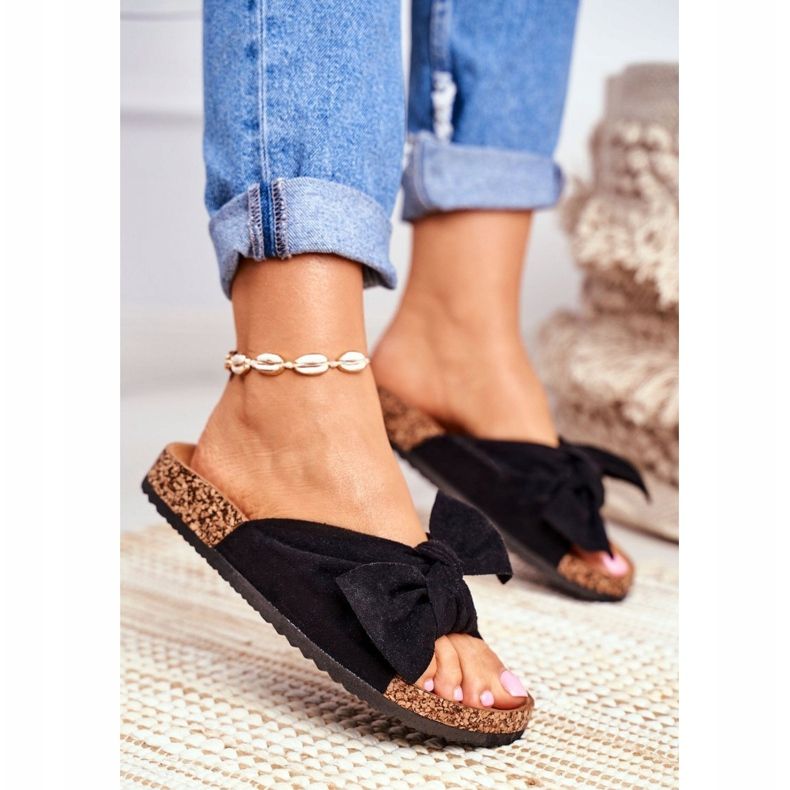 PS1 Ženske papuče na plutenim mašnicama Wendy Black crna 1