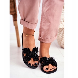 LU BOO Ženske papuče s lastavicom kubnim cirkonijem crno 2