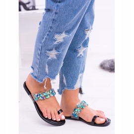 Lu Boo Elegantne crne papuče sa šljokicama od šljokica crna 2