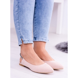 Lu Boo Pink Suede balerinke u Spitz Rhinestones Macron ružičasta 1