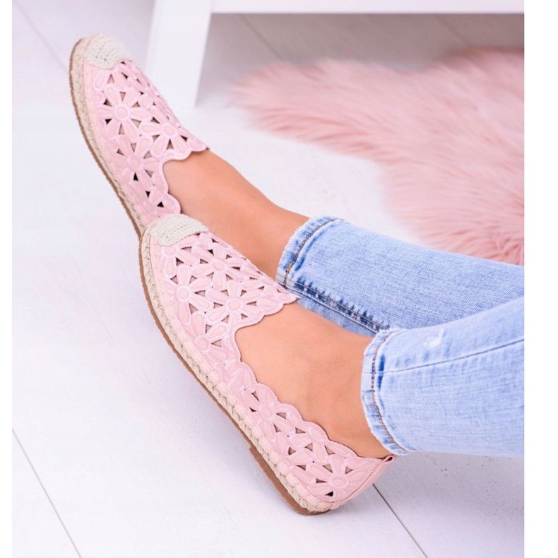 Lu Boo ženske balerinke ružičaste espadrile makarena cvijeće ružičasta 1