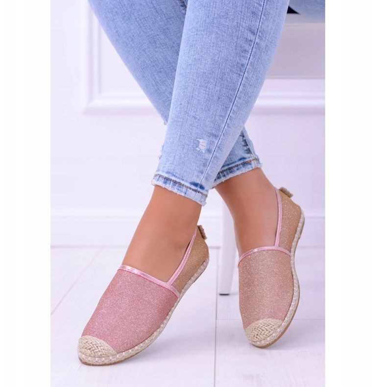 Lu Boo ženske espadrile Slip On Glitter Rose gold Miravet ružičasta 1