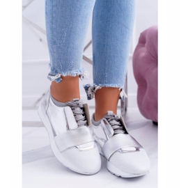 Lu Boo ženske srebrne sportske cipele Madoni siva 1