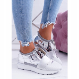 Lu Boo ženske srebrne sportske cipele Madoni siva 2