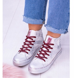 Big Star Visoke bijele posrebrene tenisice BB274016 bijela 2