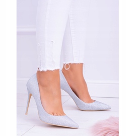 Ženske štikle Lu Boo Glitter Silver Shining siva 2