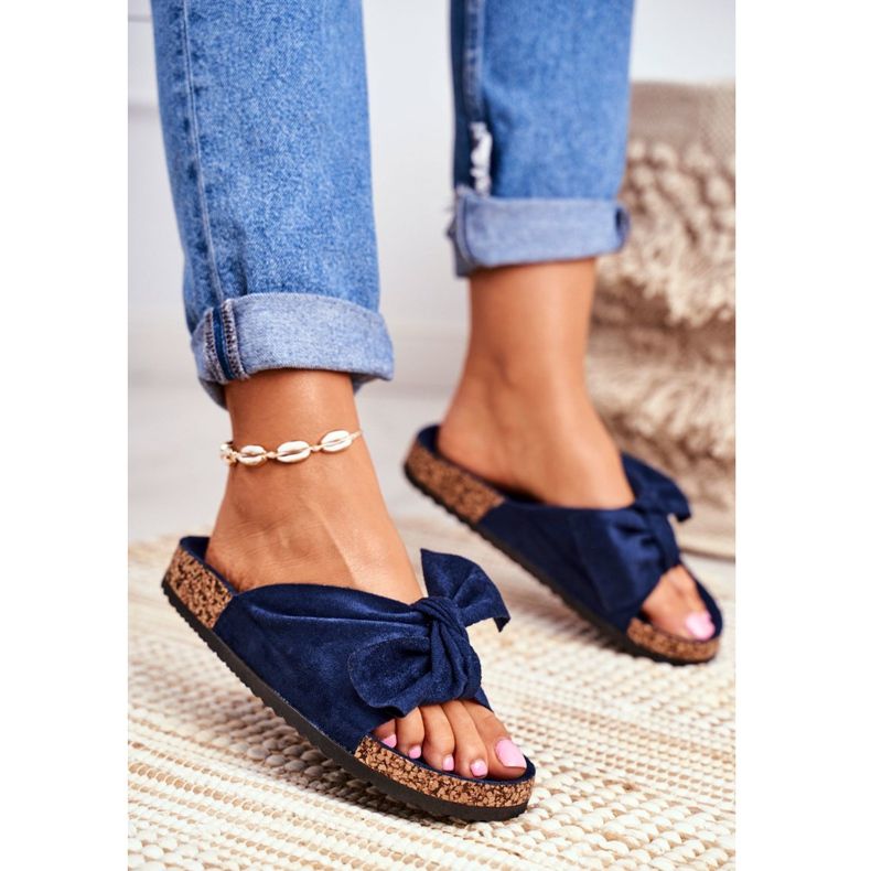 PS1 Ženske tamnoplave papuče s mašnom Wendy Cork plava 2