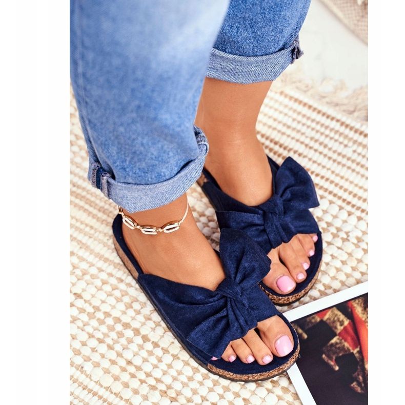 PS1 Ženske tamnoplave papuče s mašnom Wendy Cork plava 1