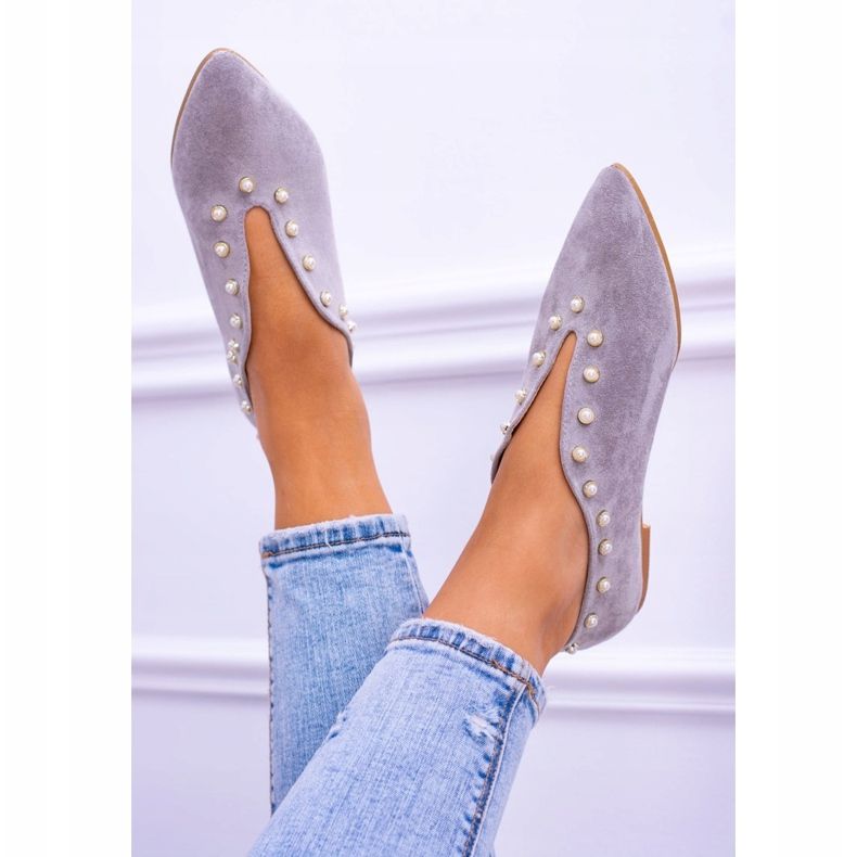 Lu Boo Sive cipele s izrezima perle Merseo siva 2