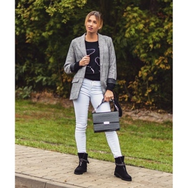 Lu Boo Crne ženske čizme na patent zatvarač sa šljokicama Rafell crna 1