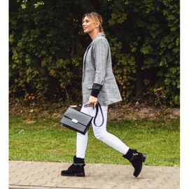 Lu Boo Crne ženske čizme na patent zatvarač sa šljokicama Rafell crno 2