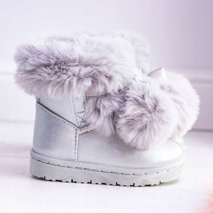 FRROCK Szare Zagrijane dječje snježne čizme Roofy siva 2