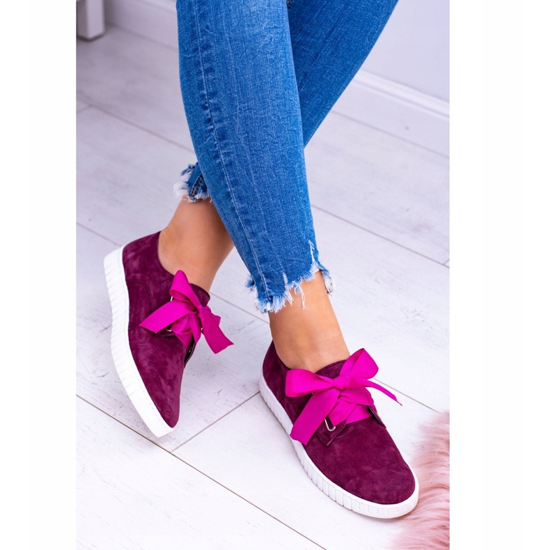 Butmil Maroon kožne ženske tenisice s omčom crvena 2