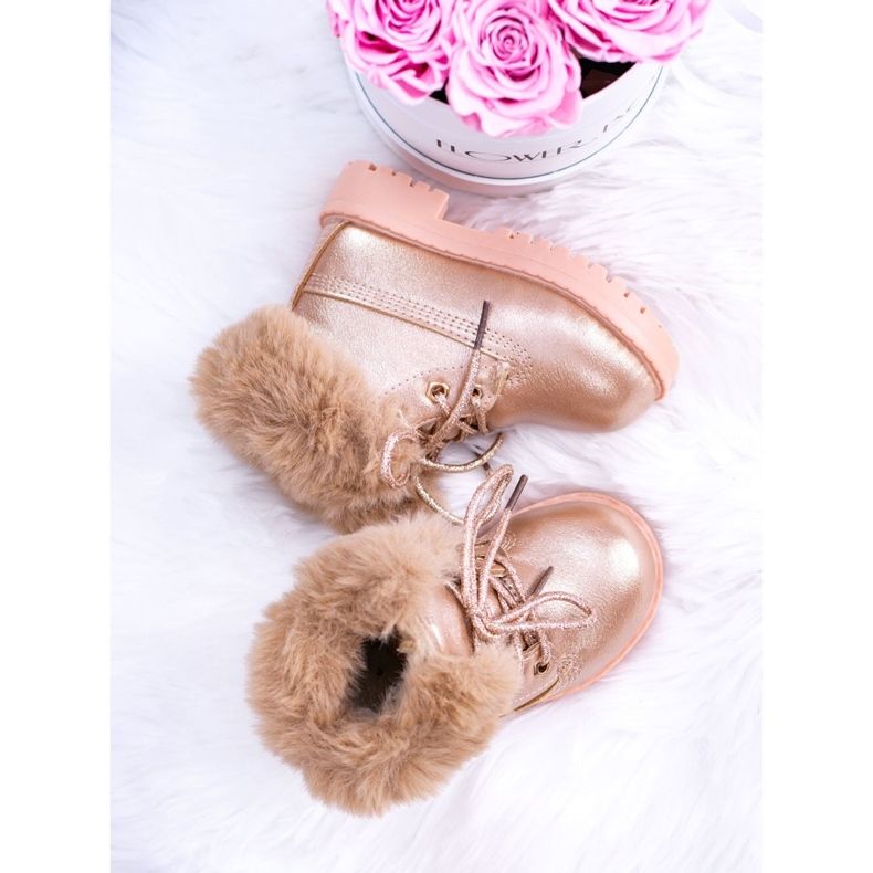 Tople dječje čizme Trappers Pink Gold Phobos ružičasta ružičasta 1