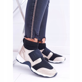 Ženske sportske cipele Lu Boo s čarapom zlatni sjaj Phantom crno raznobojna žuta boja 2