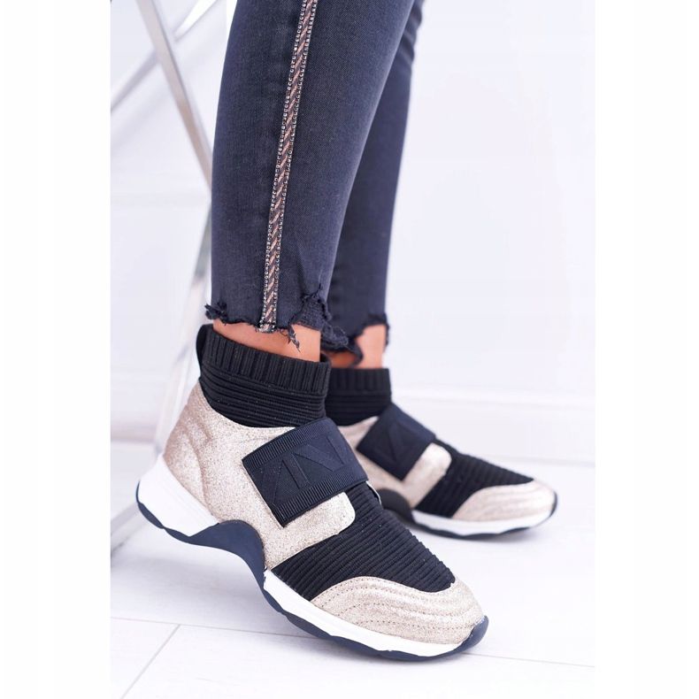 Ženske sportske cipele Lu Boo s čarapom zlatni sjaj Phantom crna višebojan žuta boja 2