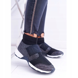 Ženske sportske cipele Lu Boo s čarapom crni sjajni Phantom crna 1