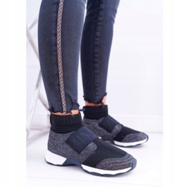 Ženske sportske cipele Lu Boo s čarapom crni sjajni Phantom crna 2