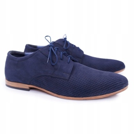 Bednarek Polish Shoes Muške broge Bednarek Nubuck Openwork Navy Blue Hermes tamnoplava 1