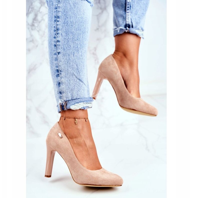 Ženske pumpe na petu Suede Bež Sergio Leone Campbell 2