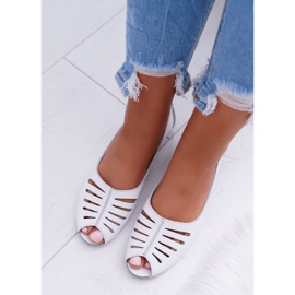 Ženske balerinke Maciejka kožni otvoreni prsti 03497-59 bijela 2