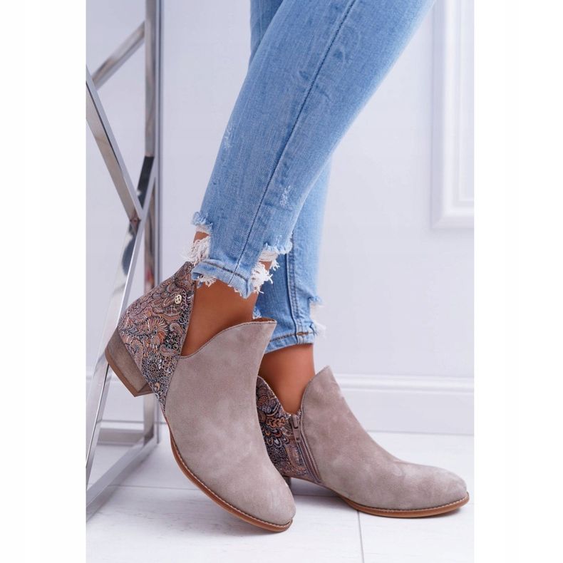 Ženske ravne čizme Maciejka proljetna koža kožna bež 04091-04 2