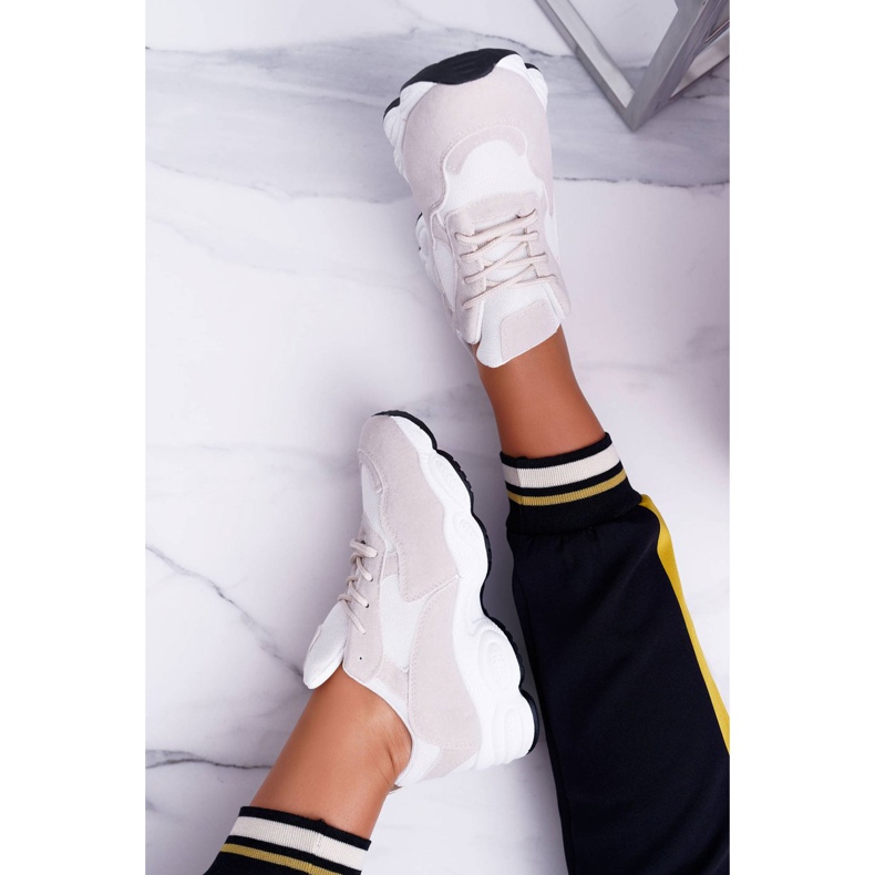 NFR Ženske sportske cipele od antilopa bež i bijela lizalica smeđa 1