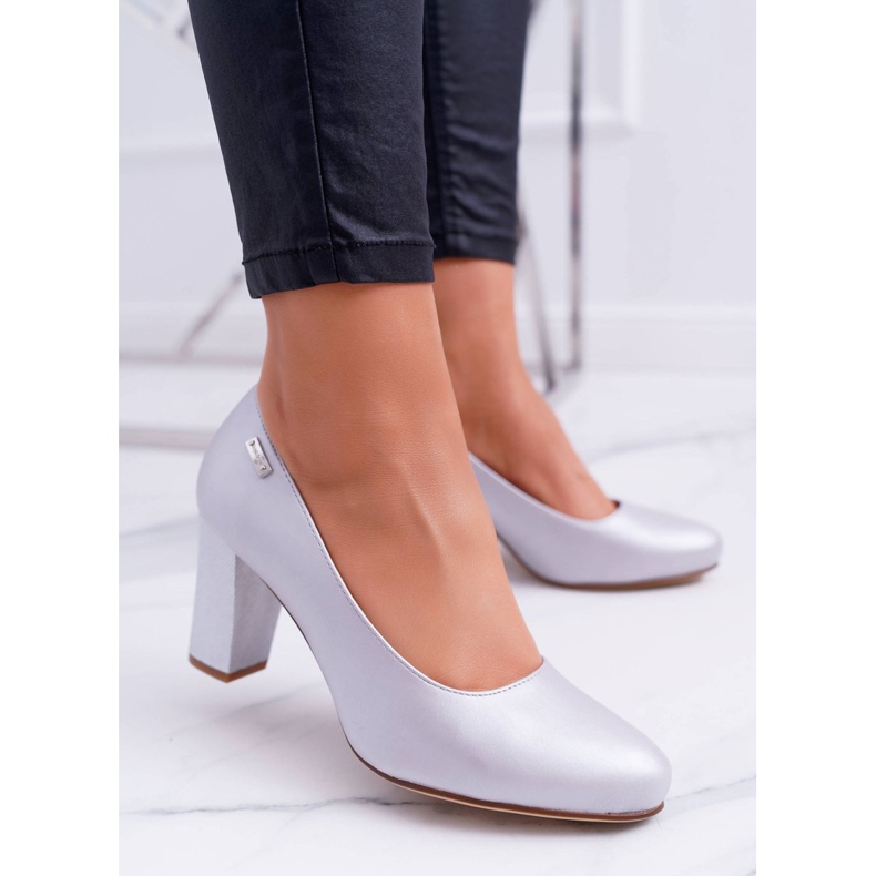 Ženske pumpe Sergio Leone PB130 Silver Pearl Amber siva 2