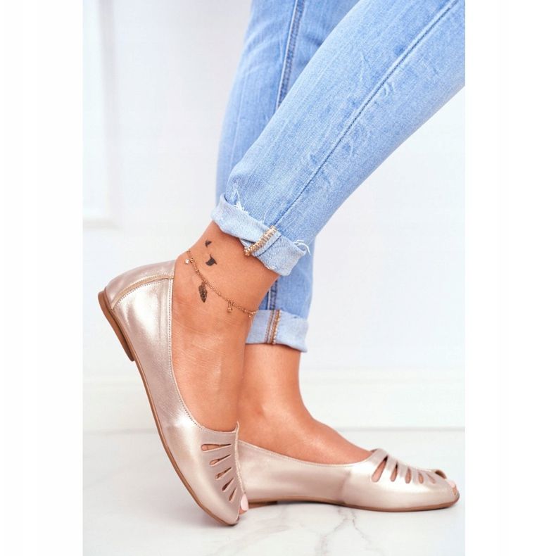 Ženske balerinke Maciejka Koža Zlatna 03497-25 zlatni 2