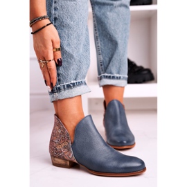 Ženske ravne čizme Maciejka proljetna koža tamnoplava 04091-27 2
