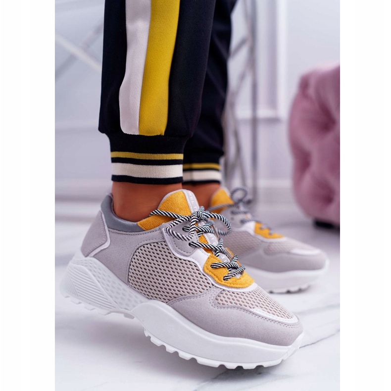 NFR Ženske sportske cipele s visokim potplatom i žutom bojom siva raznobojna žuta boja 1