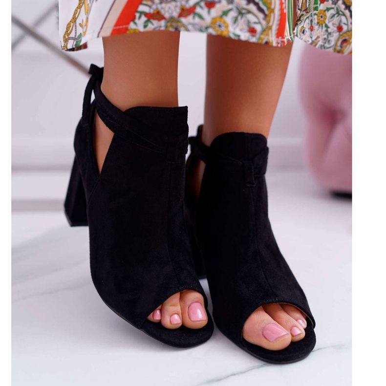 Vinceza Crne čizme Sandale na šipci Otvoreni prsti Sivi crna 2