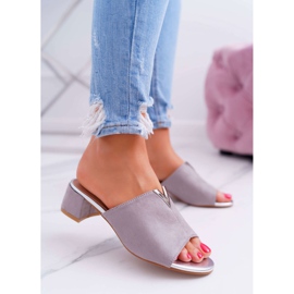 Vinceza Ženske klasične elegantne papuče na bloku Siva Demea 2