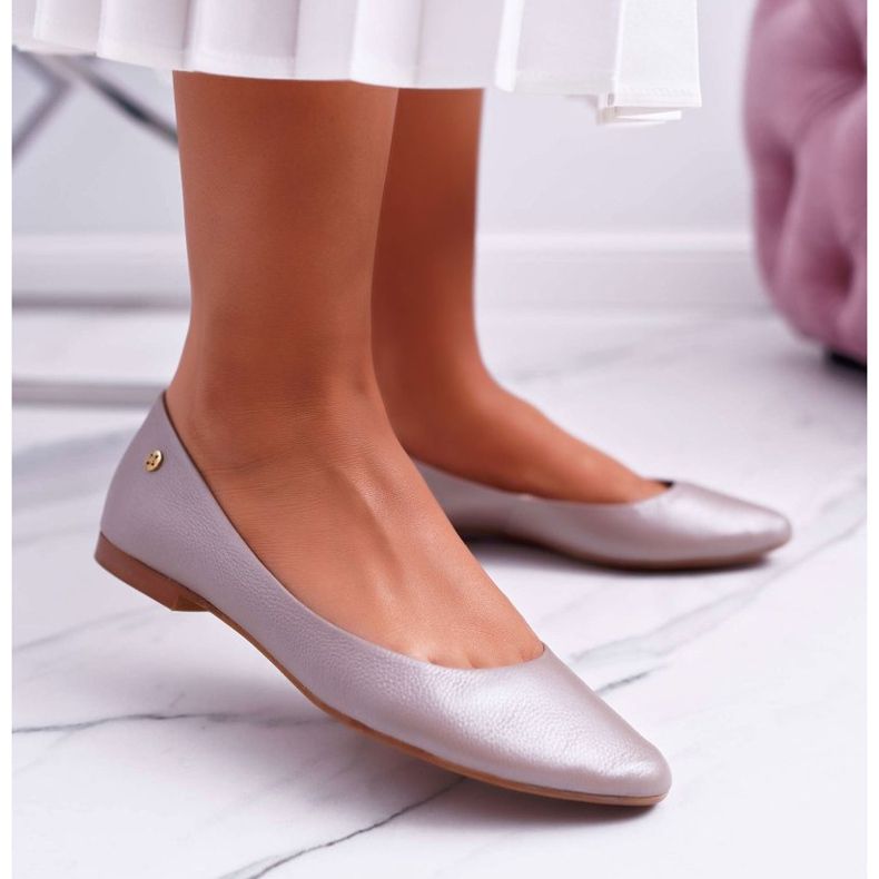 Ženske balerinke Maciejka Kožna Bež 04100 1