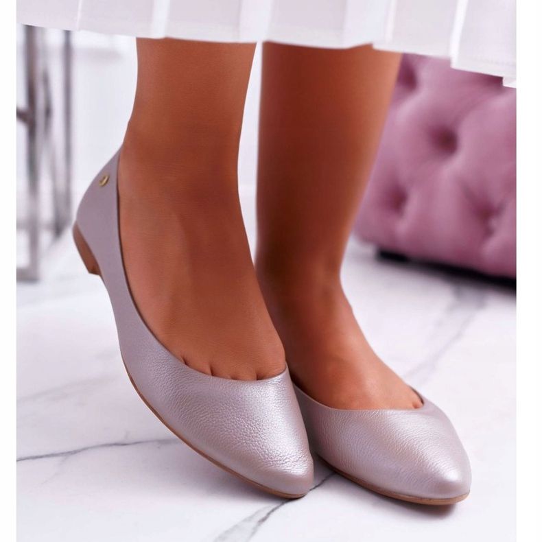 Ženske balerinke Maciejka Kožna Bež 04100 2