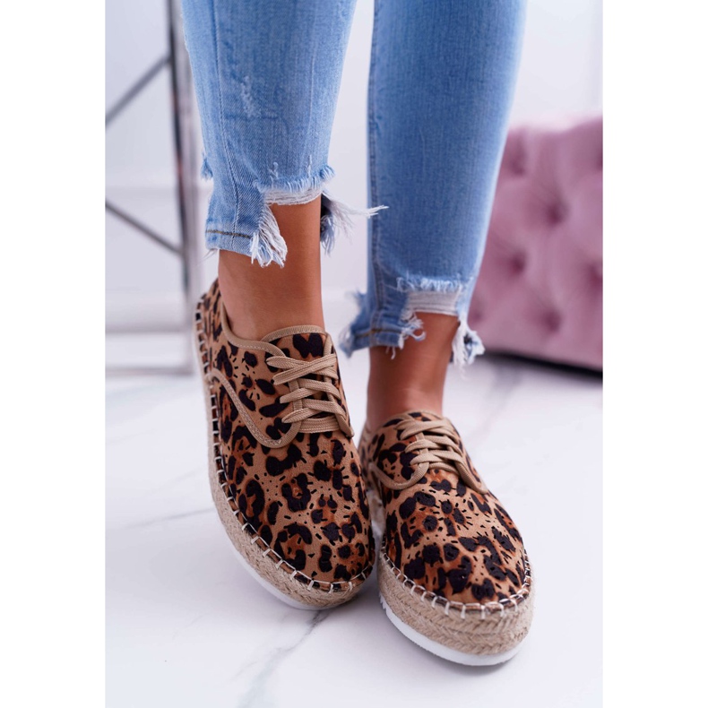 HAN Ženske espadrile na vezice od antilopa Leopard MyShoes smeđa 1