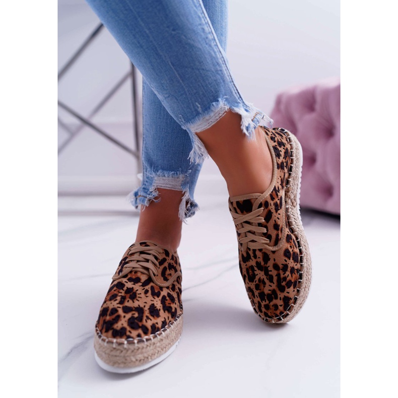 HAN Ženske espadrile na vezice od antilopa Leopard MyShoes smeđa 2