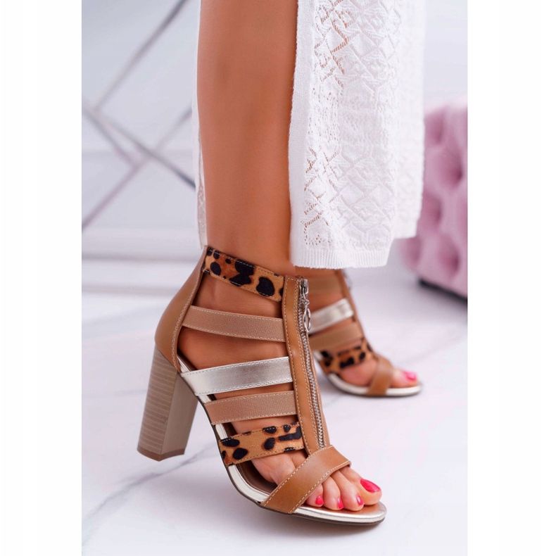 FE1 Ženske sandale na petu Elegantan zatvarač na prednjoj strani Rahel smeđa 1